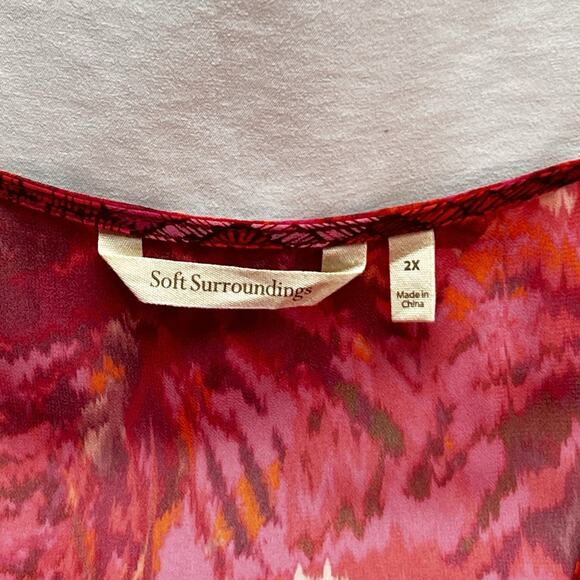 Soft Surroundings Kimono Style Open Front Cardigan Vest Artsy Plus Size 2X Pink - Picture 3 of 7